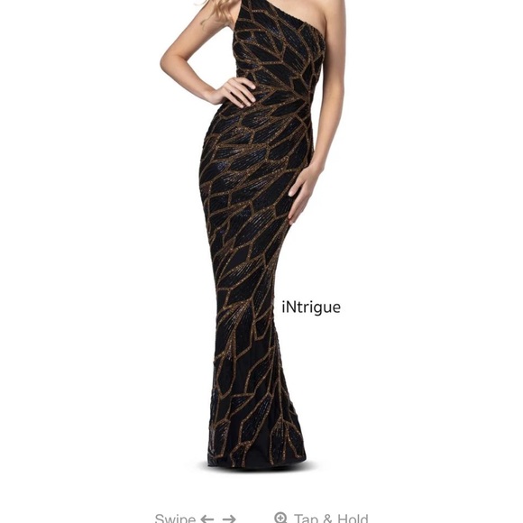 Elegant Black and Gold Prom Dress - Picture 3 of 4